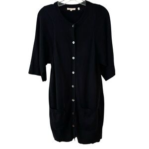 Vince Women's Black Cashmere Cotton Half‎ Sleeve Long Cardigan in Size S